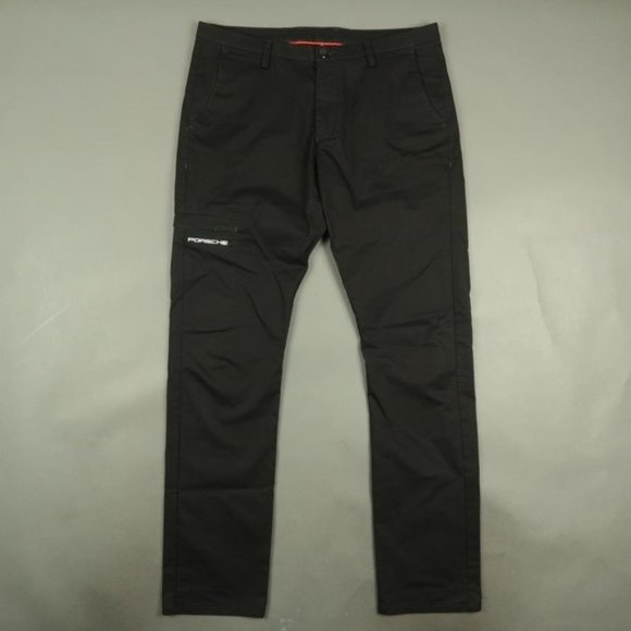 Porsche Design Slim Straight Fit Cotton Stretch Chinos Pants Black Size 34 - Picture 1 of 8